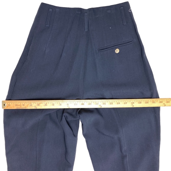pants 2/XS navy pleated vintage GUESS wool/viscose high waisted pockets loops - Picture 3 of 10